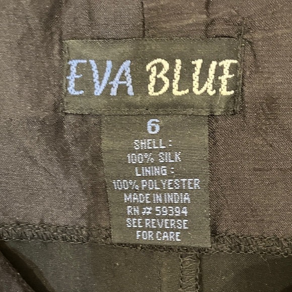 Black Silk size 6 “Eva Blue” brand Elegant Black Midi Dress - Picture 2 of 14